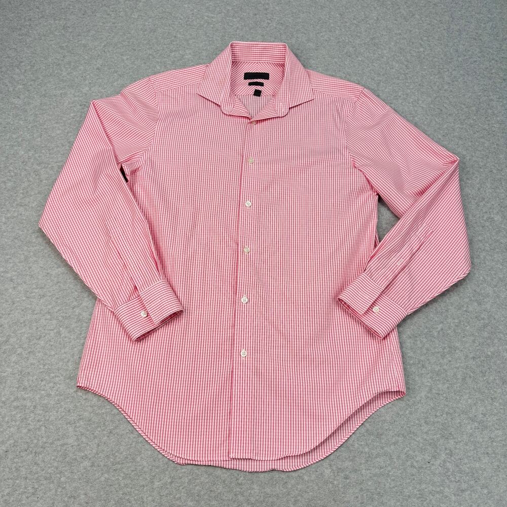 Calvin Klein Dress Shirt 15.5/32 Red White Checkered Button Up Slim Fit Non Iron